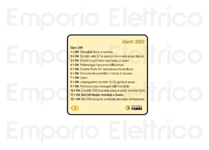 fadini ricambio etichetta dei switch dell'elpro 35m per bart 350 35072