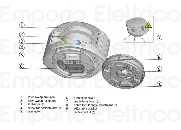 faac sensore laser verticale per barriere xguard-10 785028