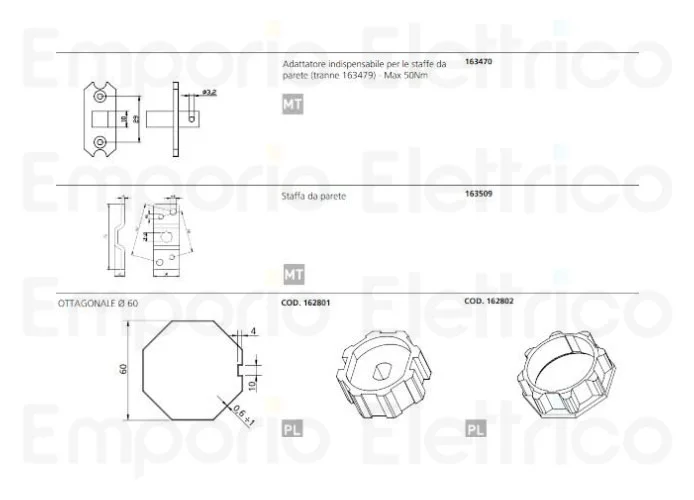 acm motoriduttore tubolare kg 90 - 50nm - diam. 45 ac matix 50