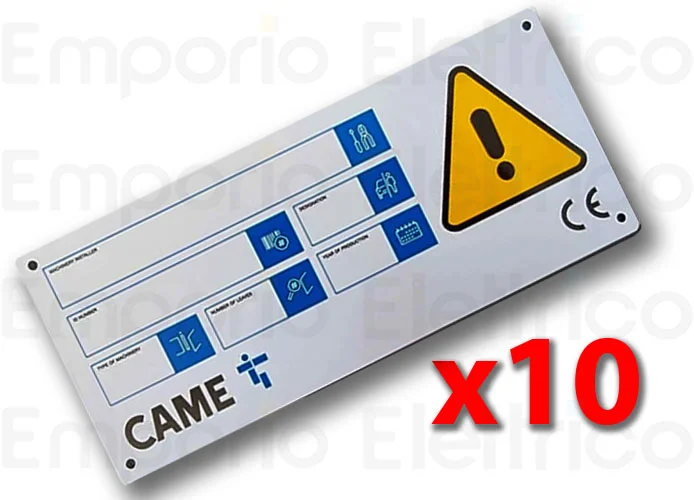 came ricambio cartello segnaletico came (conf. da10 pz) cartello targa 10