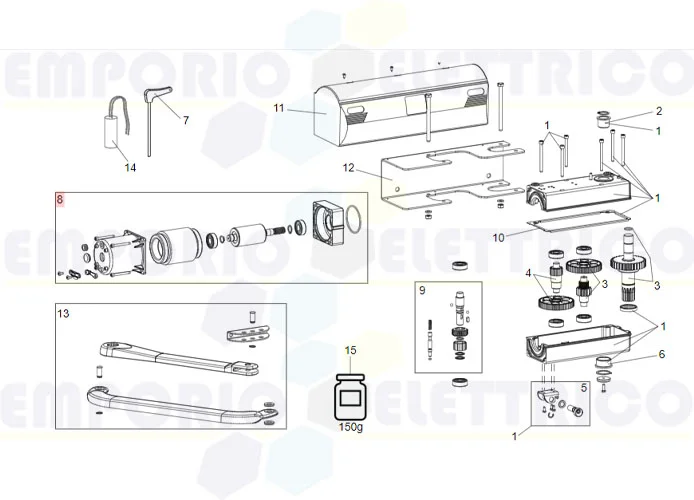 faac ricambio motore 390/550 l/breeze l 230v 63003170