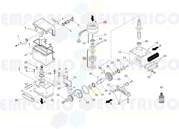 faac ricambio motore 844 3ph 400v 63003163