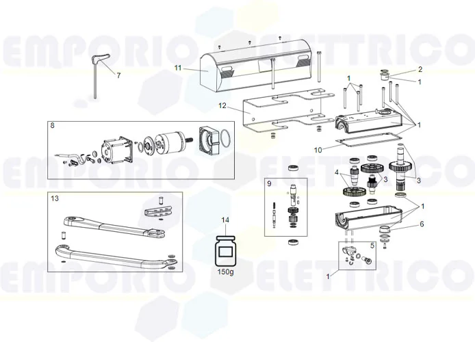 faac pagina ricambi per motore 390 24v