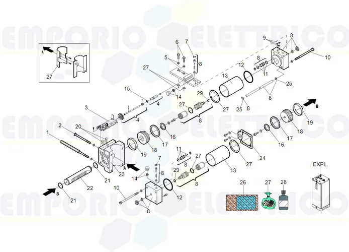 faac pagina ricambi per motore 760 sb cr restyling