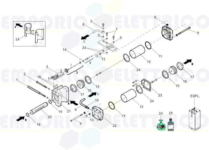 faac pagina ricambi per motore 760 sb sr restyling