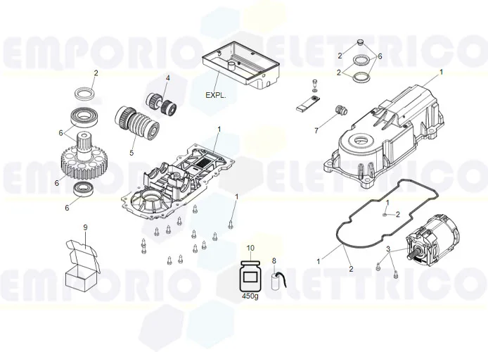 faac pagina ricambi per motore 770n 230v