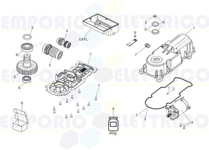 faac pagina ricambi per motore 770n 24v