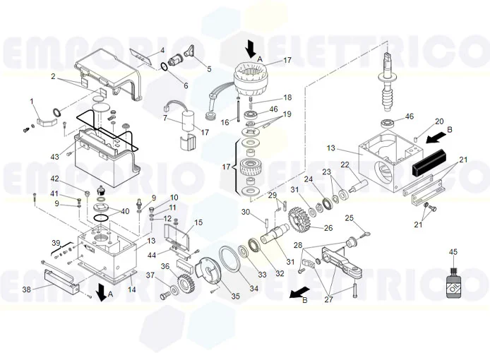 faac pagina ricambi per motore 844 mc